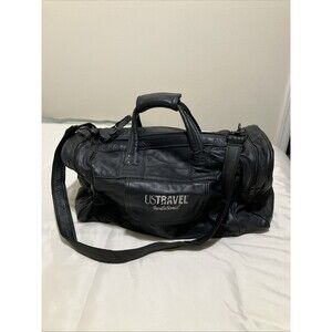 Vintage Soft Genuine Leather Duffle Bag Zip Overnight Travel Carry On Black